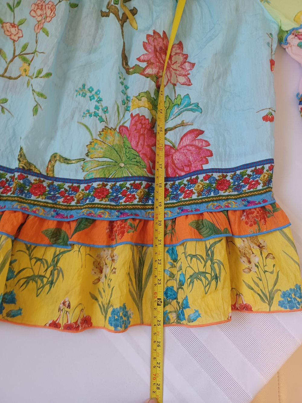 NWT John Mark Peasant Boho Blouse in Tropical Floral Print Bell Sleeves  Medium - Picture 9 of 12